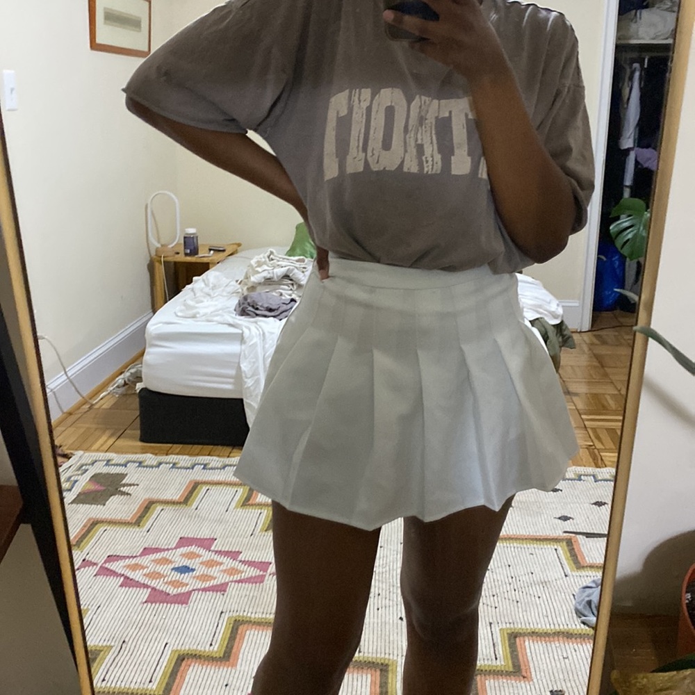 White pleated tennis skirt with built in shorts